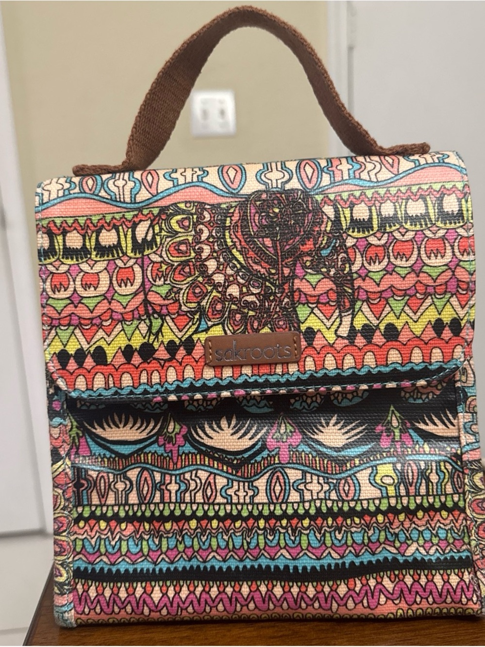 Sakroots Multicolor Pink Blue Green Patterned lunch bag